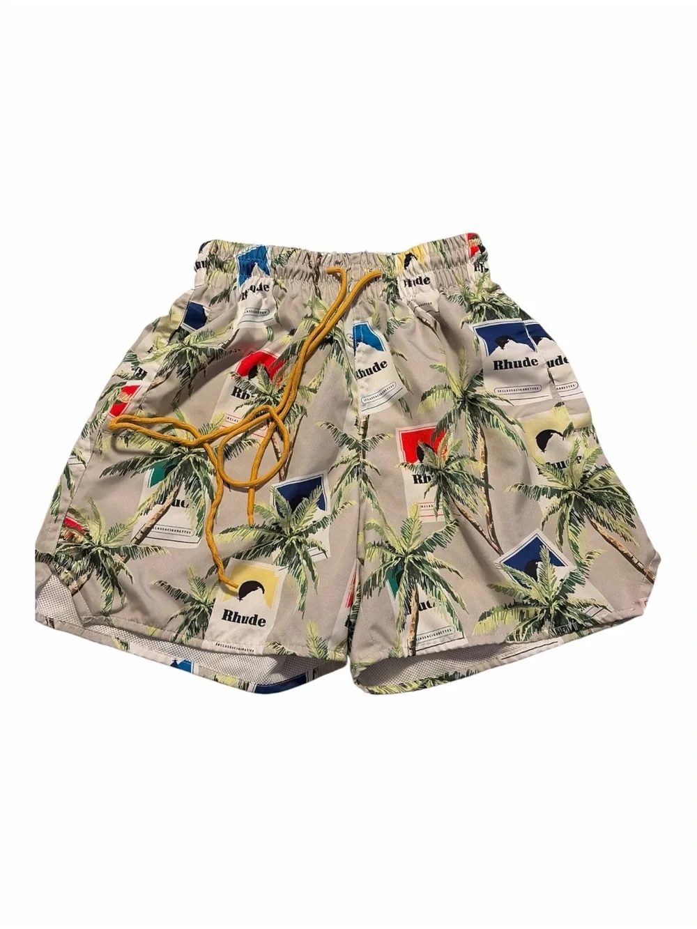 Rhude Cigarette Box Allover Print Swim Trunk Shorts